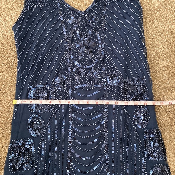 Blue sequin 1920s flapper dress M by PrettyGuide Showgirl - Picture 4 of 7